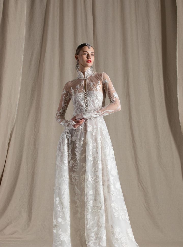 Naeem Khan Uzun Kollu Gelinlik