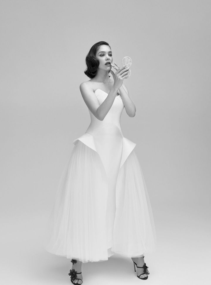 2026 Mark Ingram-24-26 Balık Kesim Straplez Vintage Gelinlik