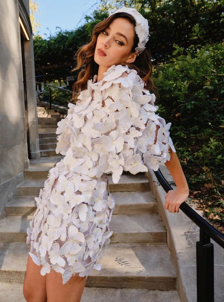 2025 Oscar De La Aplikeli Kısa Gelinlik