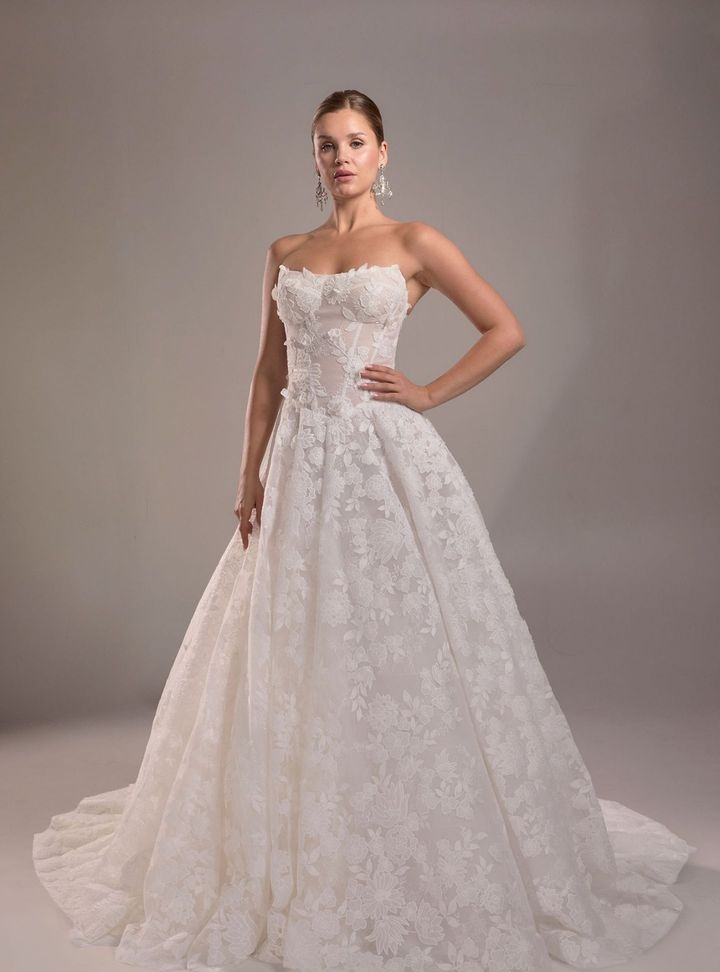 2026 Verdin 17-26 Prenses Kesim Straplez Göğüs Dekolteli Gelinlik