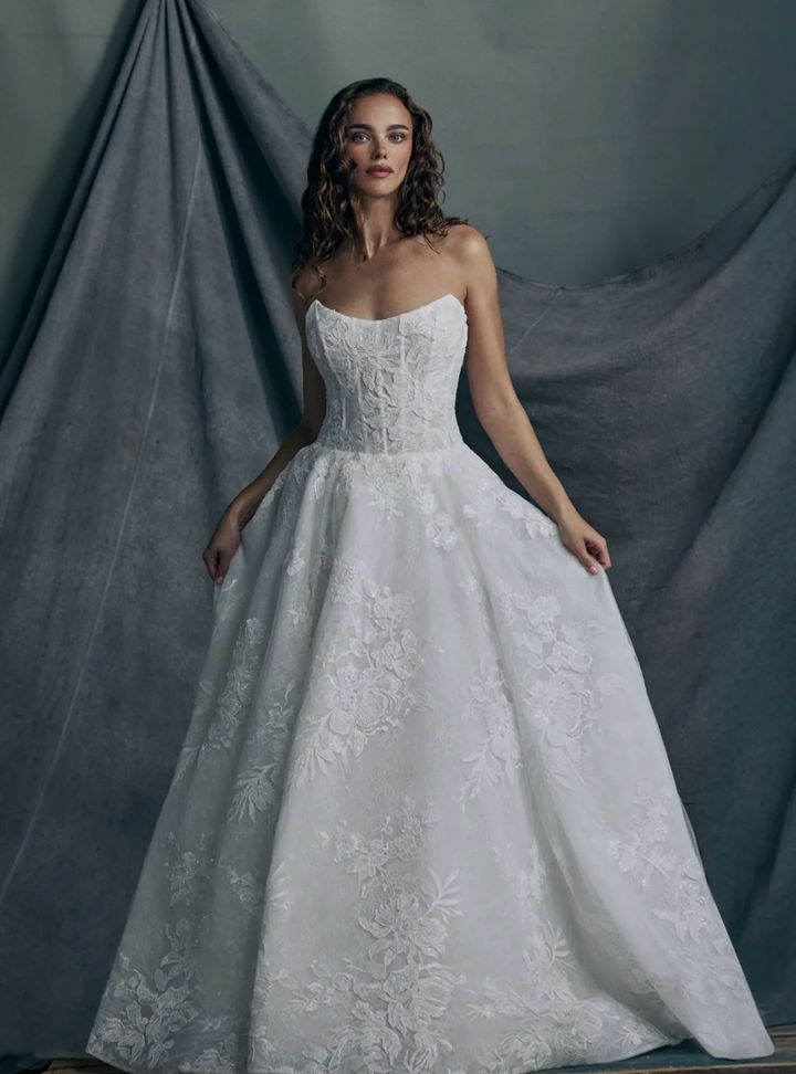 2026 Anne Barge-18-26 Prenses Kesim Straplez Göğüs Dekolteli Gelinlik