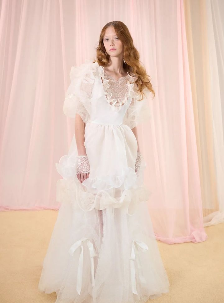 2026 Honor-14-26 A Kesim Vintage Dekoltesiz Gelinlik