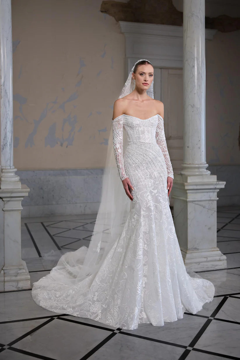 2026 Georges Hobeika -7-26 Balık Kesim Düşük Omuz Modern Gelinlik