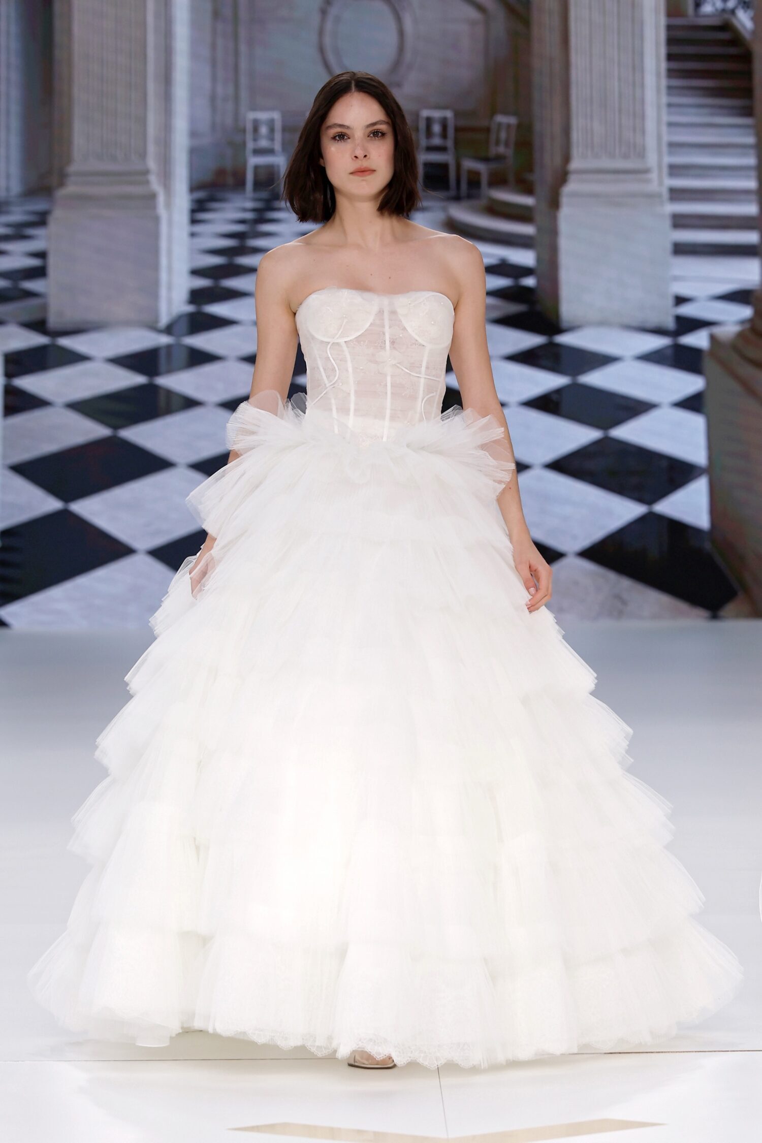 2026 Yolan Cris -16-26 Prenses Kesim Straplez Göğüs Dekolteli Gelinlik