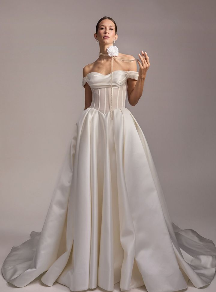 2026 Verdin 21-26 Prenses Kesim Vintage Düşük Omuz Gelinlik