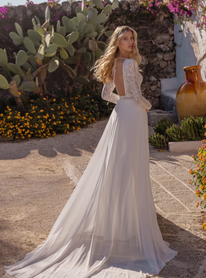 2026 Modeca Gelinlik 220-26 A Kesim Vintage Tarlatansız Gelinlik