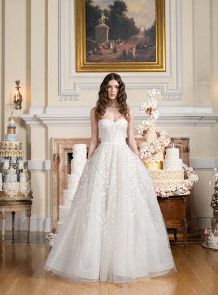 2025 Reem Acra Staplez Yaka A kesim Gelinlik