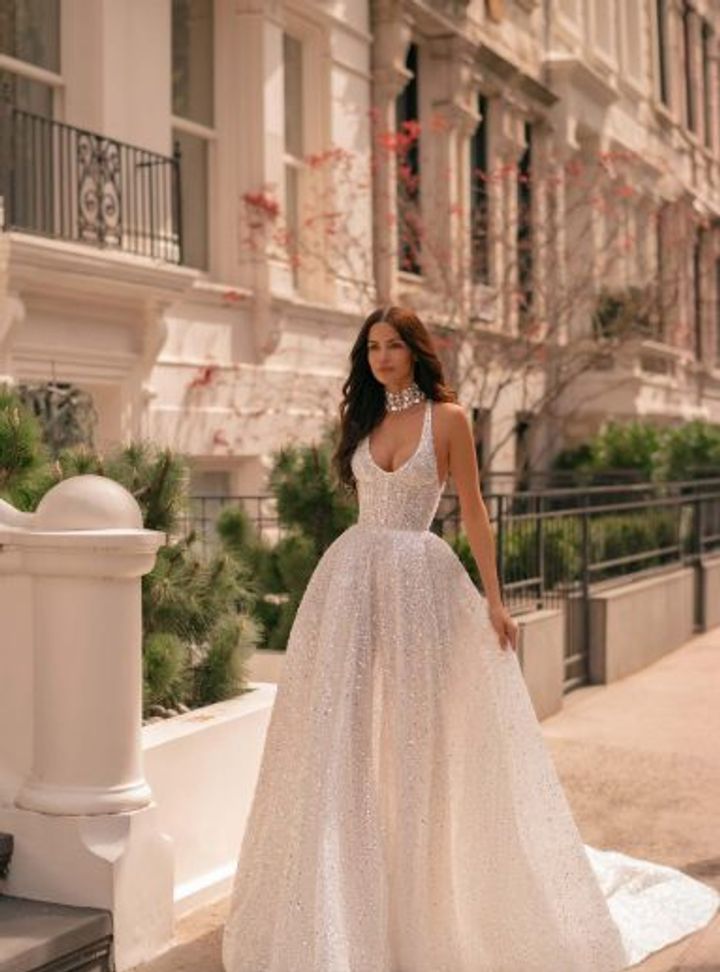 2025 Berta Derin U Yaka A Kesim Gelinlik