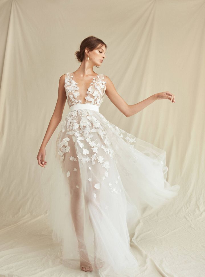 Oscar de la Renta Transparan Gelinlik