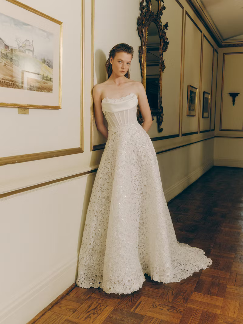 2026 Rita Vinieris -5-26 A Kesim Straplez Sırt Dekolteli Gelinlik