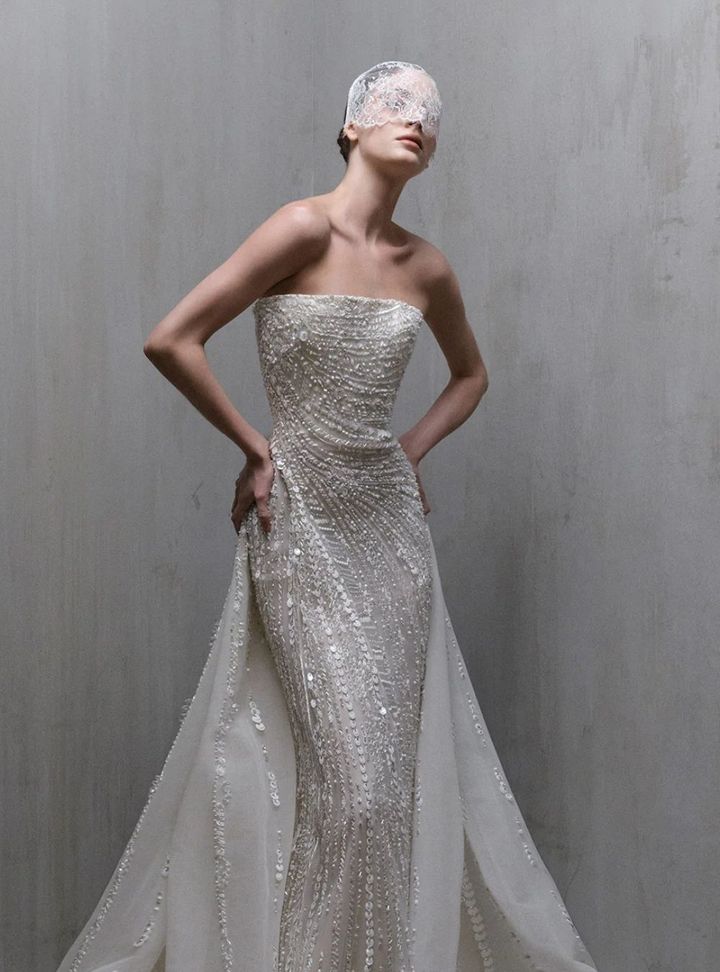 2026 Elie Saab-27-26 A Kesim Straplez Sırt Dekolteli Gelinlik