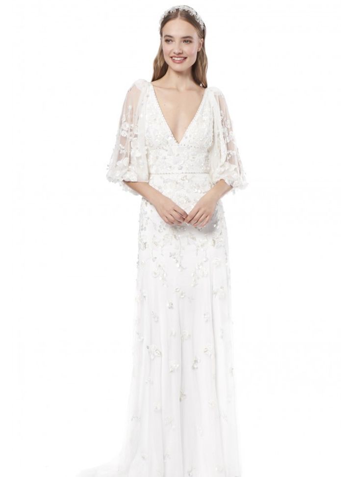 Jenny Packham Derin V Yaka Gelinlik