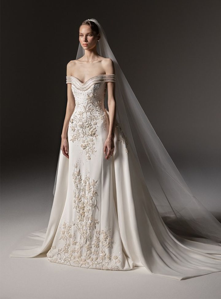 2026 Georges Hobeika -25-26 A Kesim Düşük Omuz Göğüs Dekolteli Gelinlik