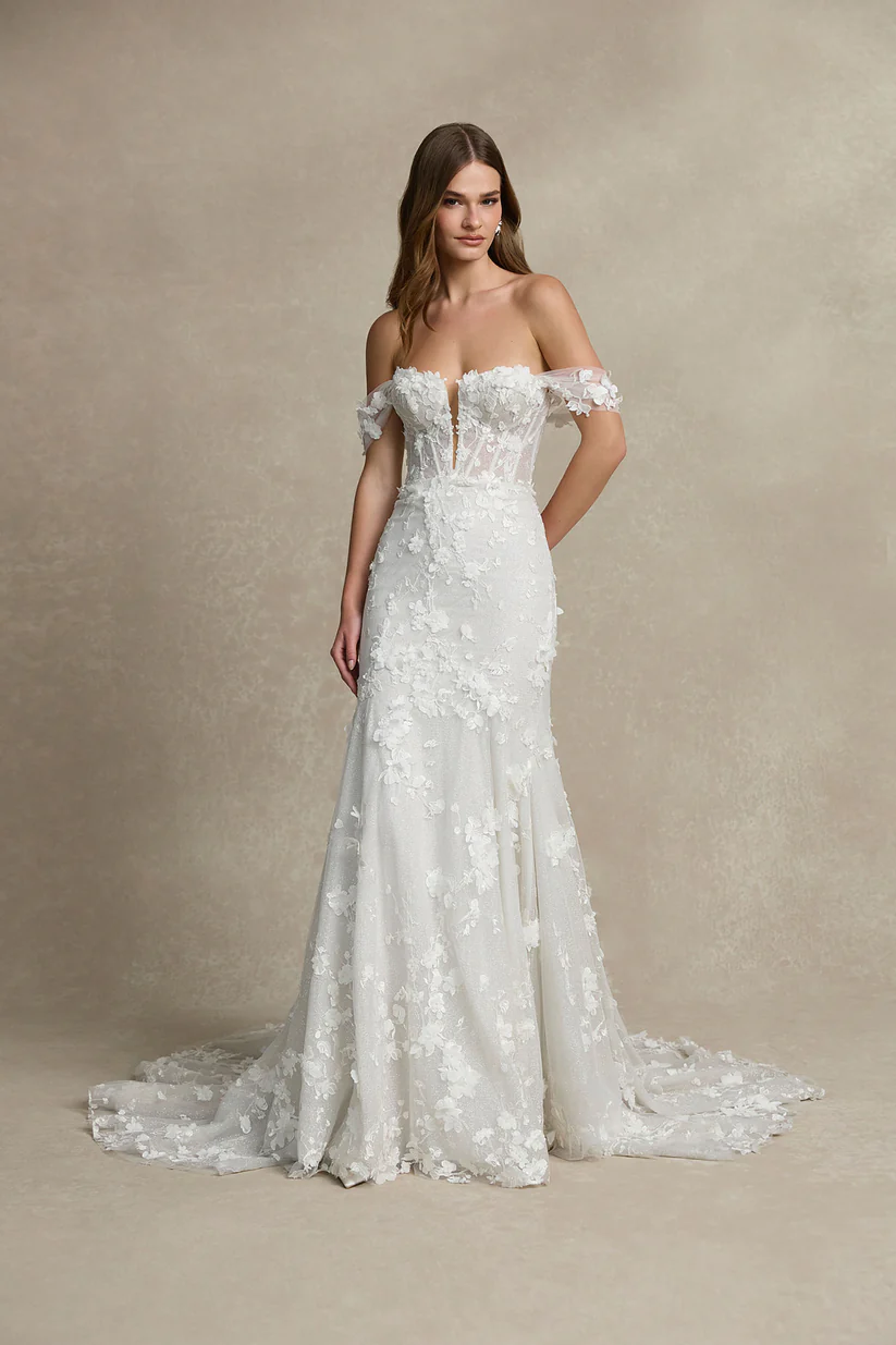 2026 La Premiere -11-26 Balık Kesim Sırt Dekolteli Düşük Omuz Gelinlik