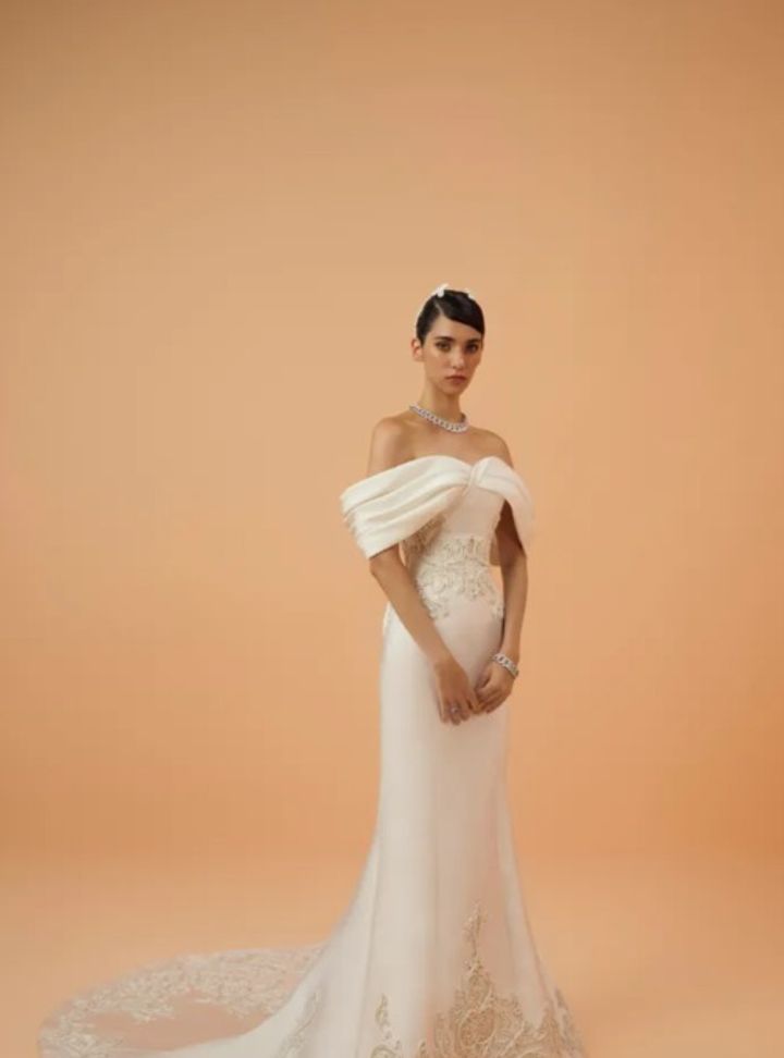 2025 Rami Al Ali -26-25 Prenses Kesim Düşük Omuz Modern Gelinlik