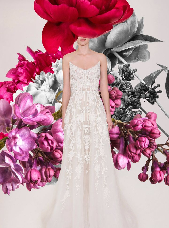 Reem Acra Straplez A Kesim Gelinlik A Kesim Straplez Göğüs Dekolteli Gelinlik