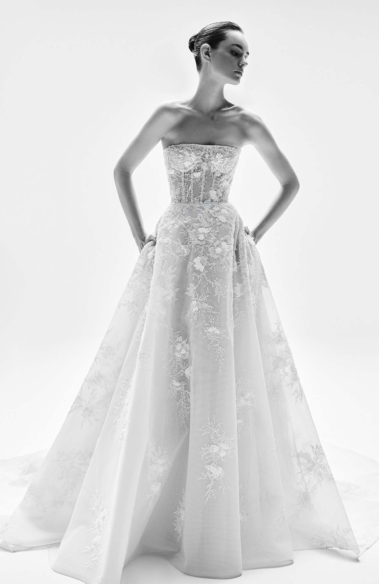 2026 Zuhair Murad -9-26 A Kesim Straplez Romantik Gelinlik