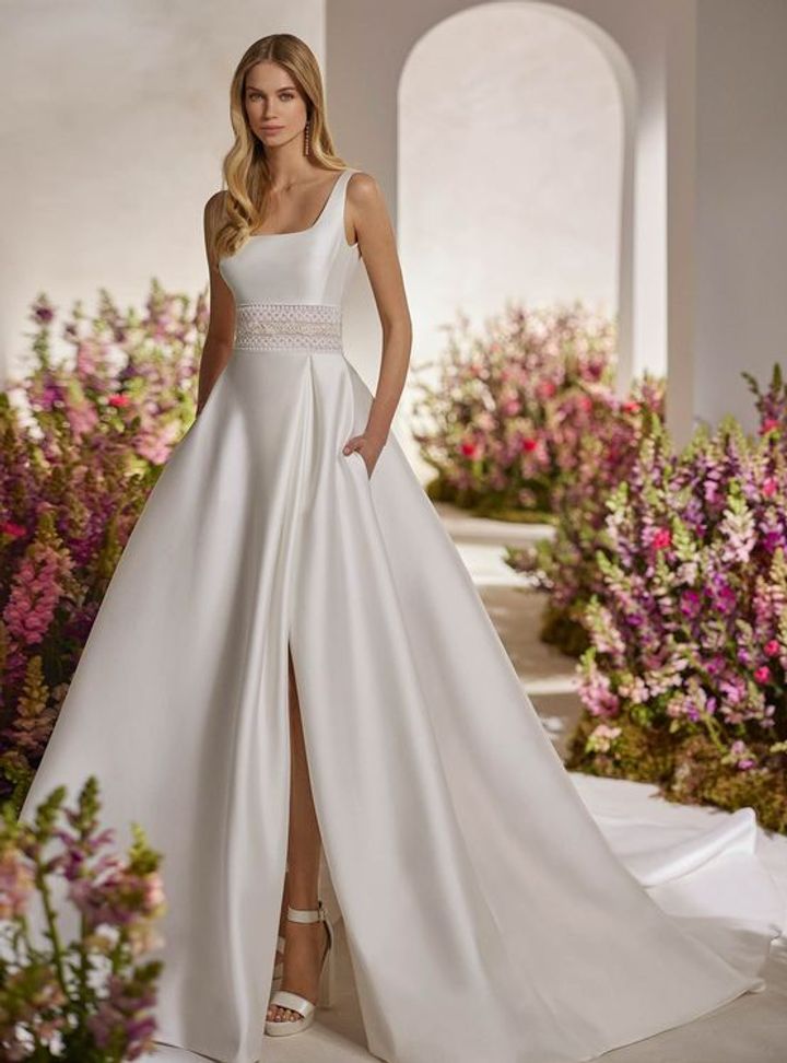 2025 Rosa Clara Kare Yaka A Kesim Gelinlik