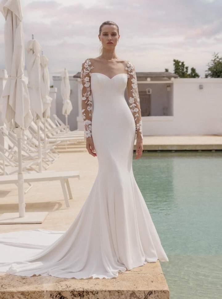 2026 Modeca Gelinlik 221-26 Balık Kesim Straplez Sırt Dekolteli Gelinlik