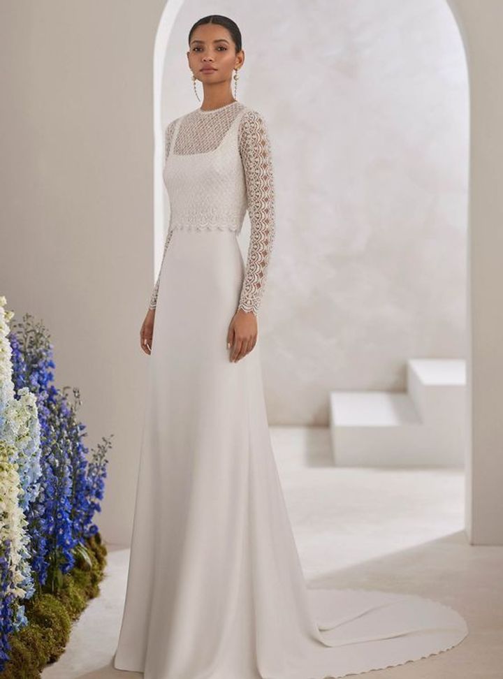 2025 Rosa Clara İllüzyon Yaka Gelinlik