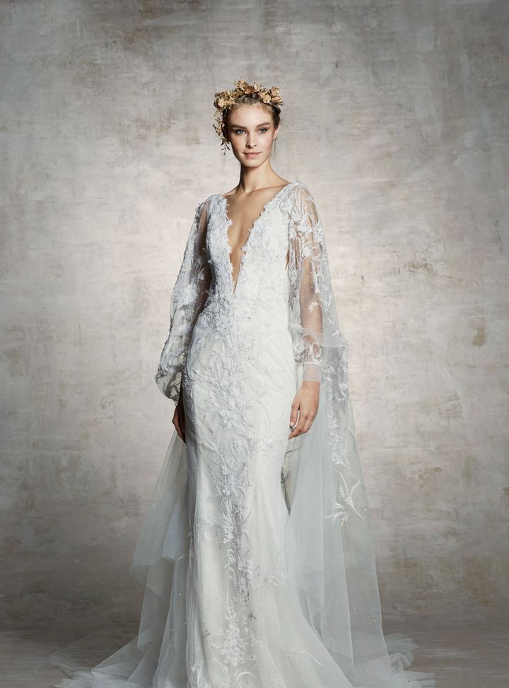 Marchesa Tül Pelerinli Gelinlik