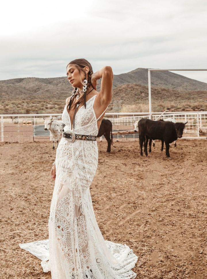 Rue de Seine Askılı Dantel Gelinlik