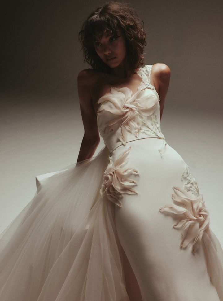 Amsale Çiçekli Gelinlik