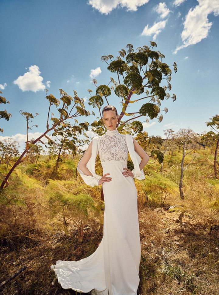 Kolları Hareketli Kuyruklu Gelinlik Balık Kesim Gelinlik