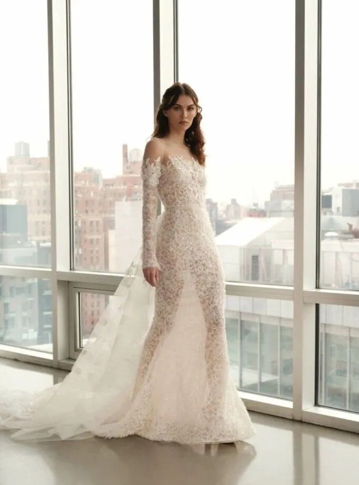 2025 Mira Zwillinger -4-25 A Kesim Düşük Omuz Gelinlik