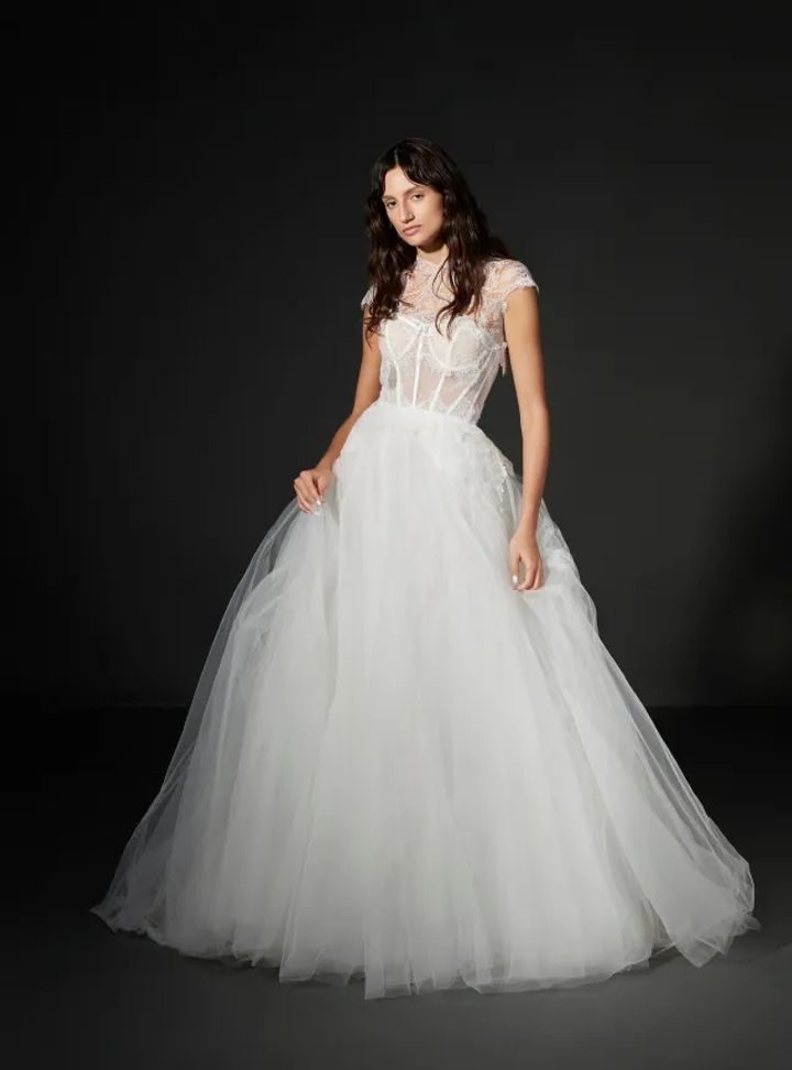 2025 Vera Wang Transparan Korseli Gelinlik