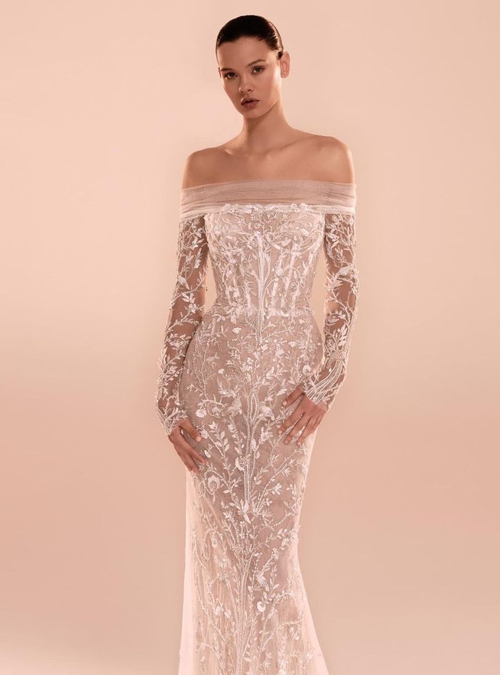 2026 Zuhair Murad-16-26 Balık Kesim Düşük Omuz Romantik Gelinlik