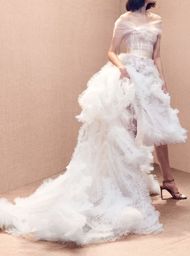 Oscar de la Renta Önü Kısa Arkası Uzun Gelinlik