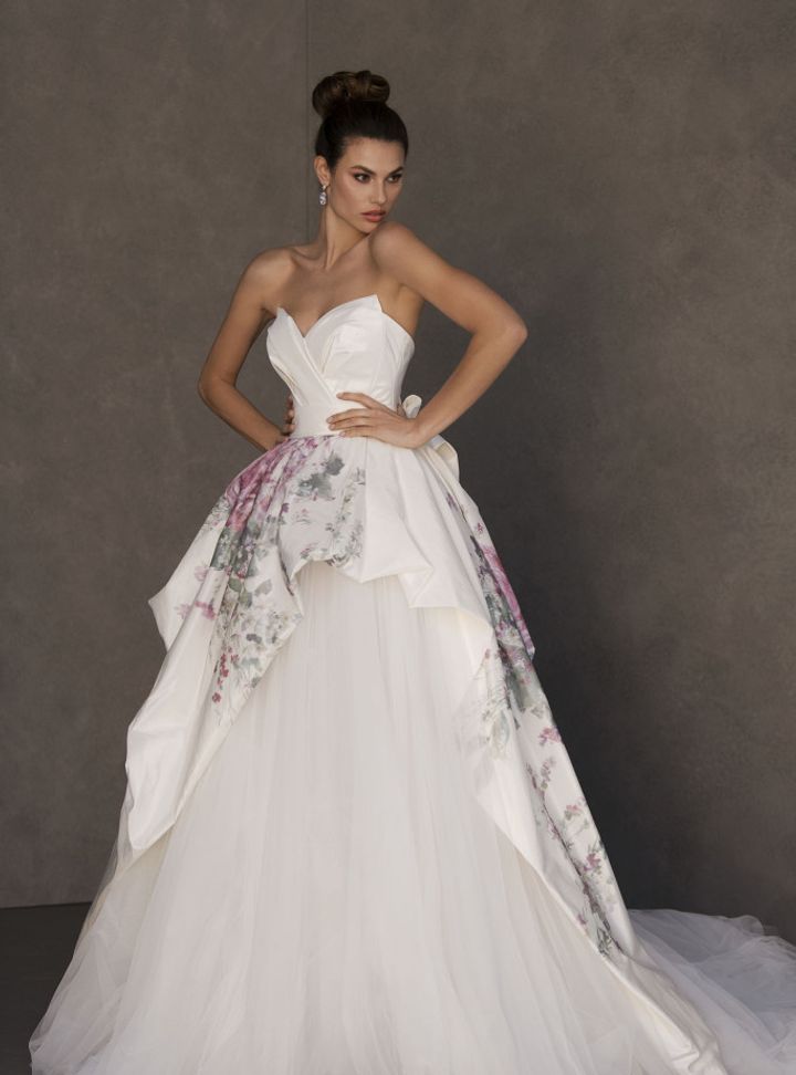 Valentini Spose Renkli Desenli Gelinlik