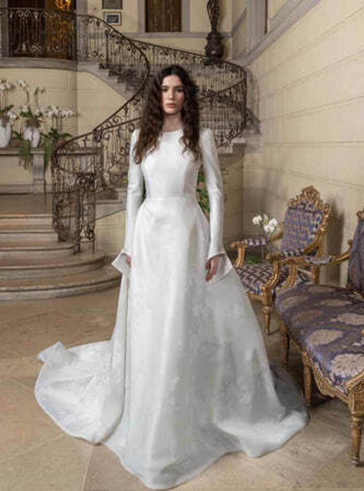 2025 Reem Acra Bisiklet Yaka Dekoltesiz Gelinlik