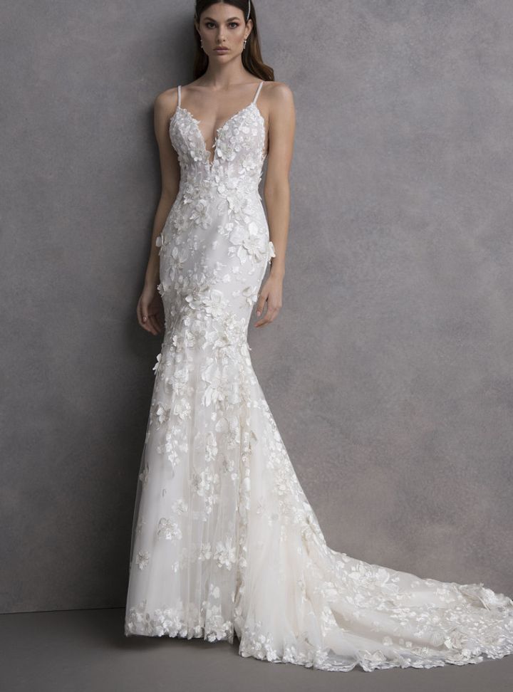 Valentini Spose Üç Boyutlu Aplikeli Gelinlik