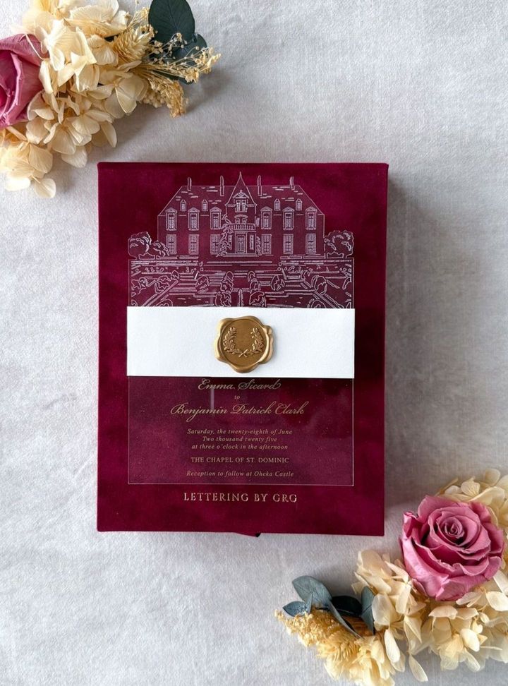 DVT-129-26 Düğün Kadife Mühürlü Davetiye