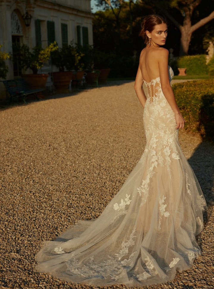 2026 Modeca Gelinlik 93-26 Balık Kesim Bohem Straplez Gelinlik