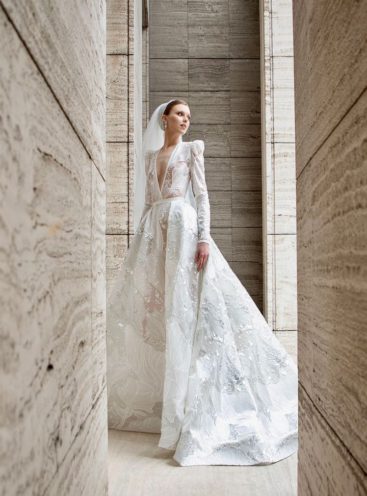 Elie Saab Uzun Kollu Gelinlik