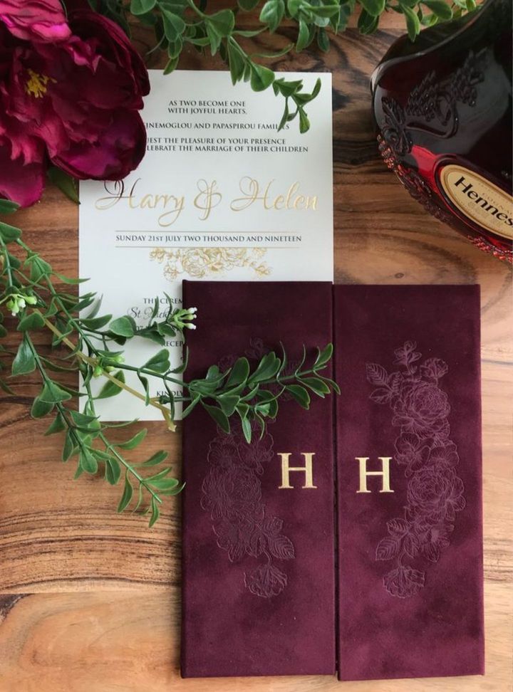 DVT-49-26 Altın Varaklı Kına Kadife Davetiye