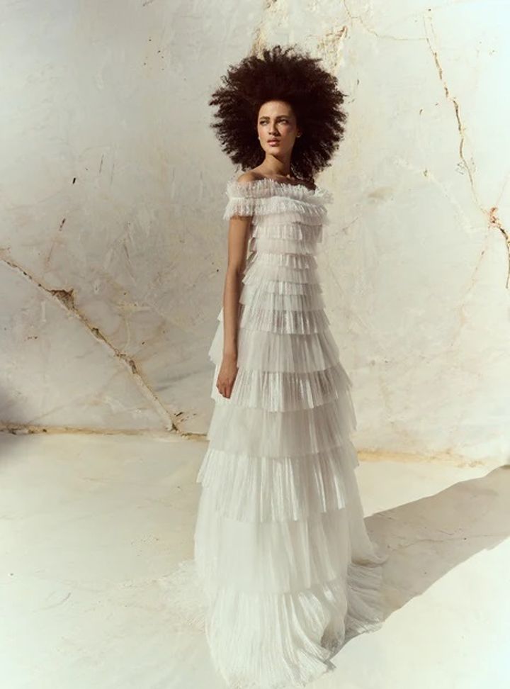 2025 Costarellos Kayık Yaka Tül Gelinlik