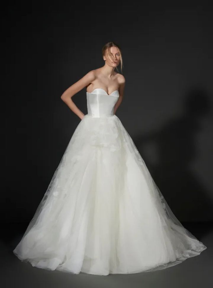 2025 Vera Wang Straplez Yaka A Kesim Gelinlik