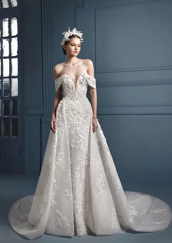 2026 Tony Ward -20-26 Balık Kesim Düşük Omuz Göğüs Dekolteli Gelinlik