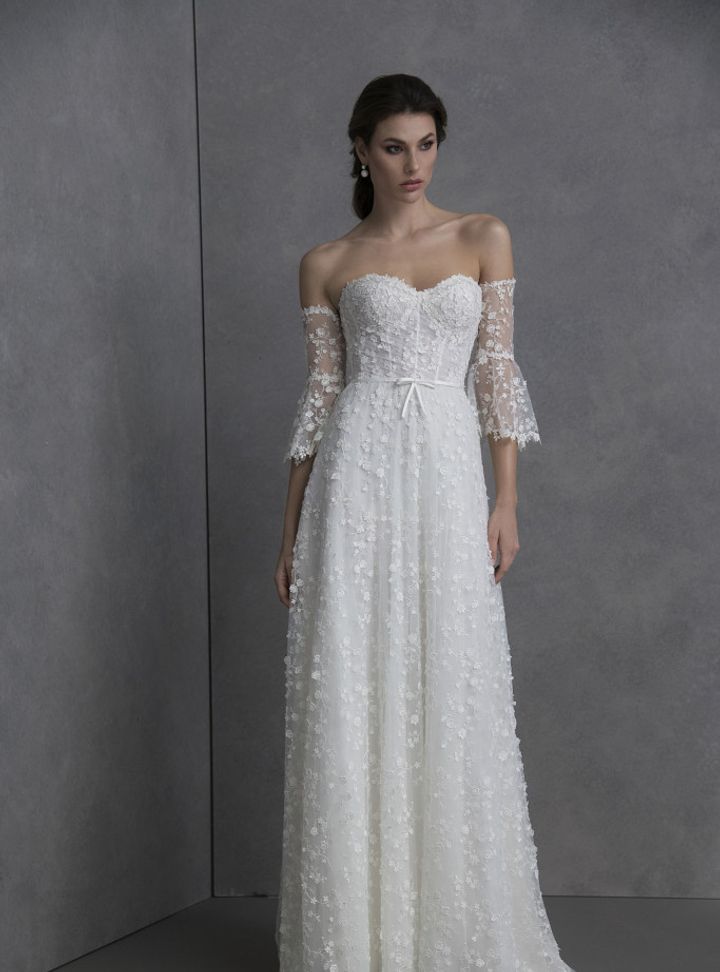 Valentini Spose Düşük Kollu Gelinlik