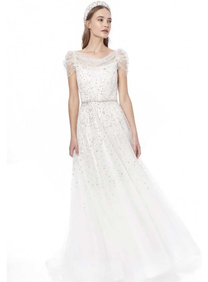 Jenny Packham Kendinden İşlemeli Gelinlik