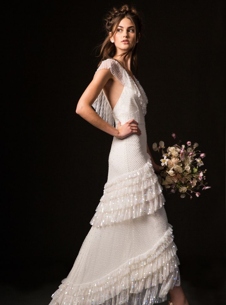 Temperley London Fırfır Yakalı Gelinlik