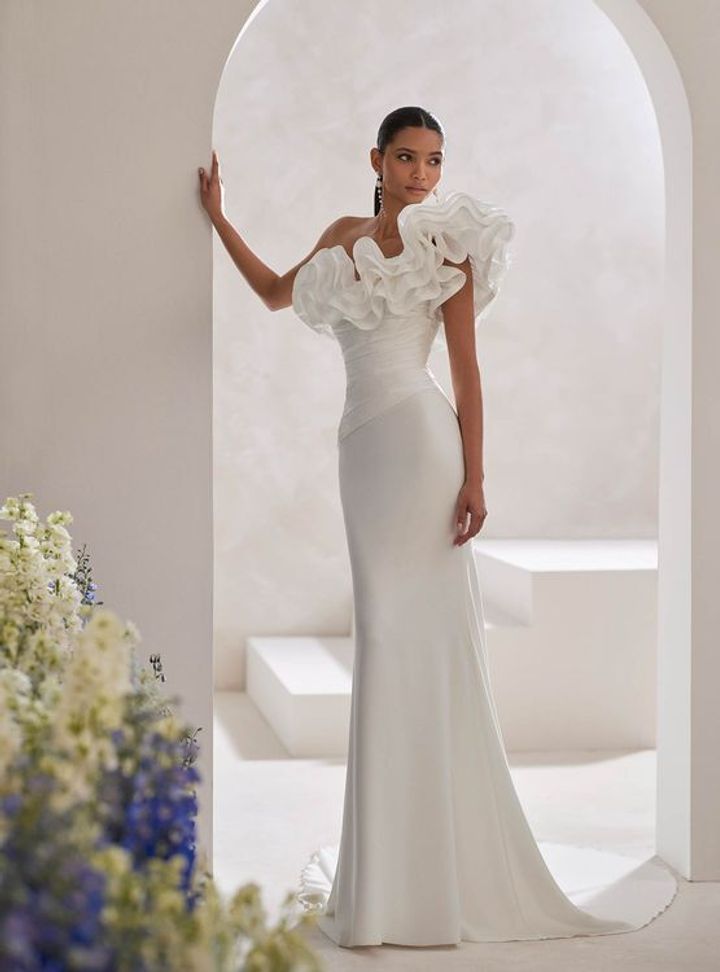 2025 Rosa Clara Tek Omuz Balık Kesim Gelinlik