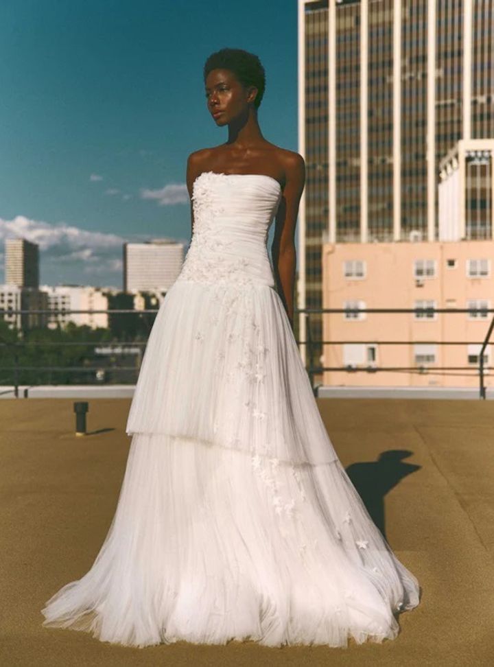 2025 Costarellos Straplez Yaka Tül Gelinlik