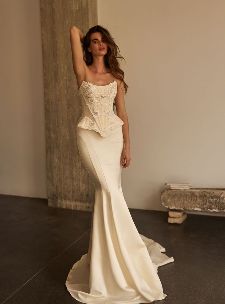 2026 Milla Nova -34-26 Balık Kesim Straplez Modern Gelinlik