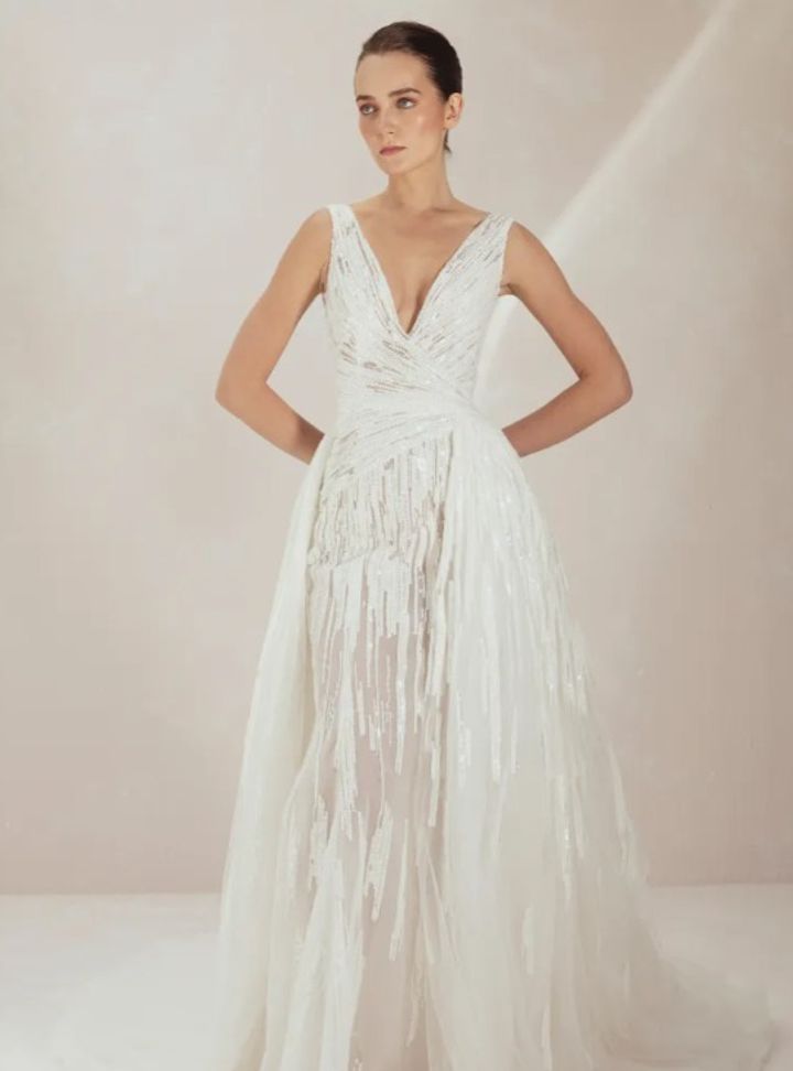 2025 Rami Al Ali -6-25 A Kesim V Yaka Modern Gelinlik