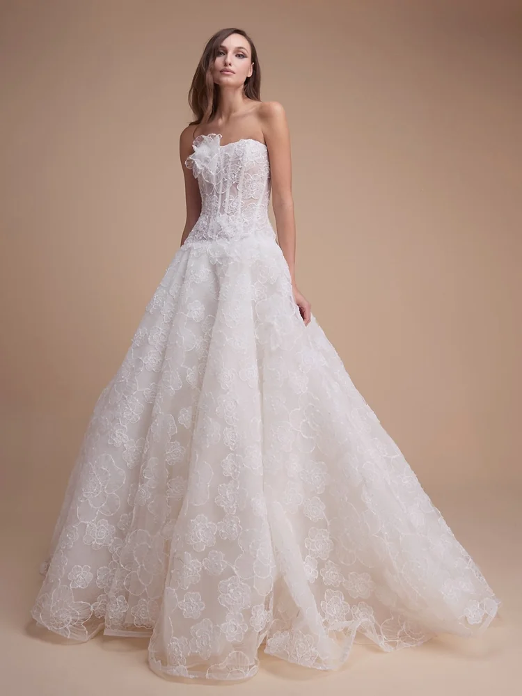 2026 Jaclyn Whyte -9-26 A Kesim Straplez Romantik Gelinlik